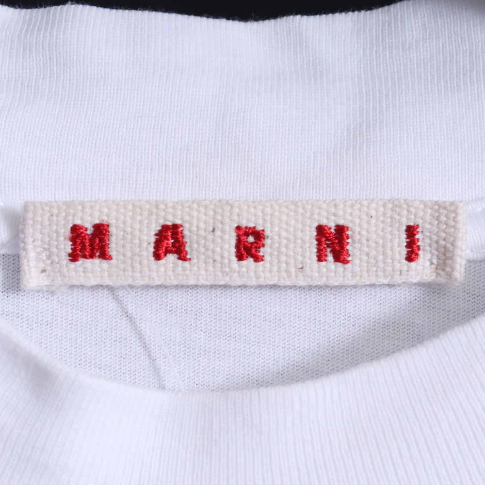 Marni White Cotton Print Logo T-Shirt Size 36