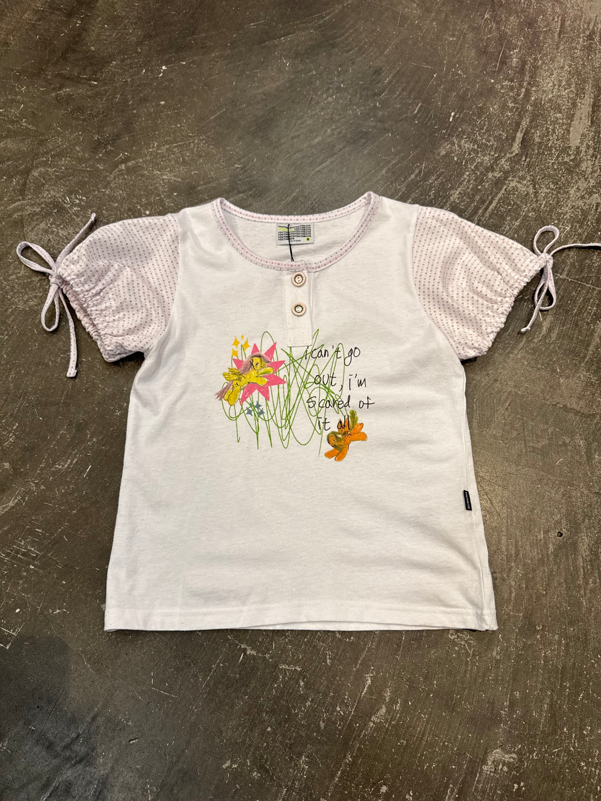 Motka puff henley tee x YOUTH BATH x Motka White Puff Henley T-Shirt Size S