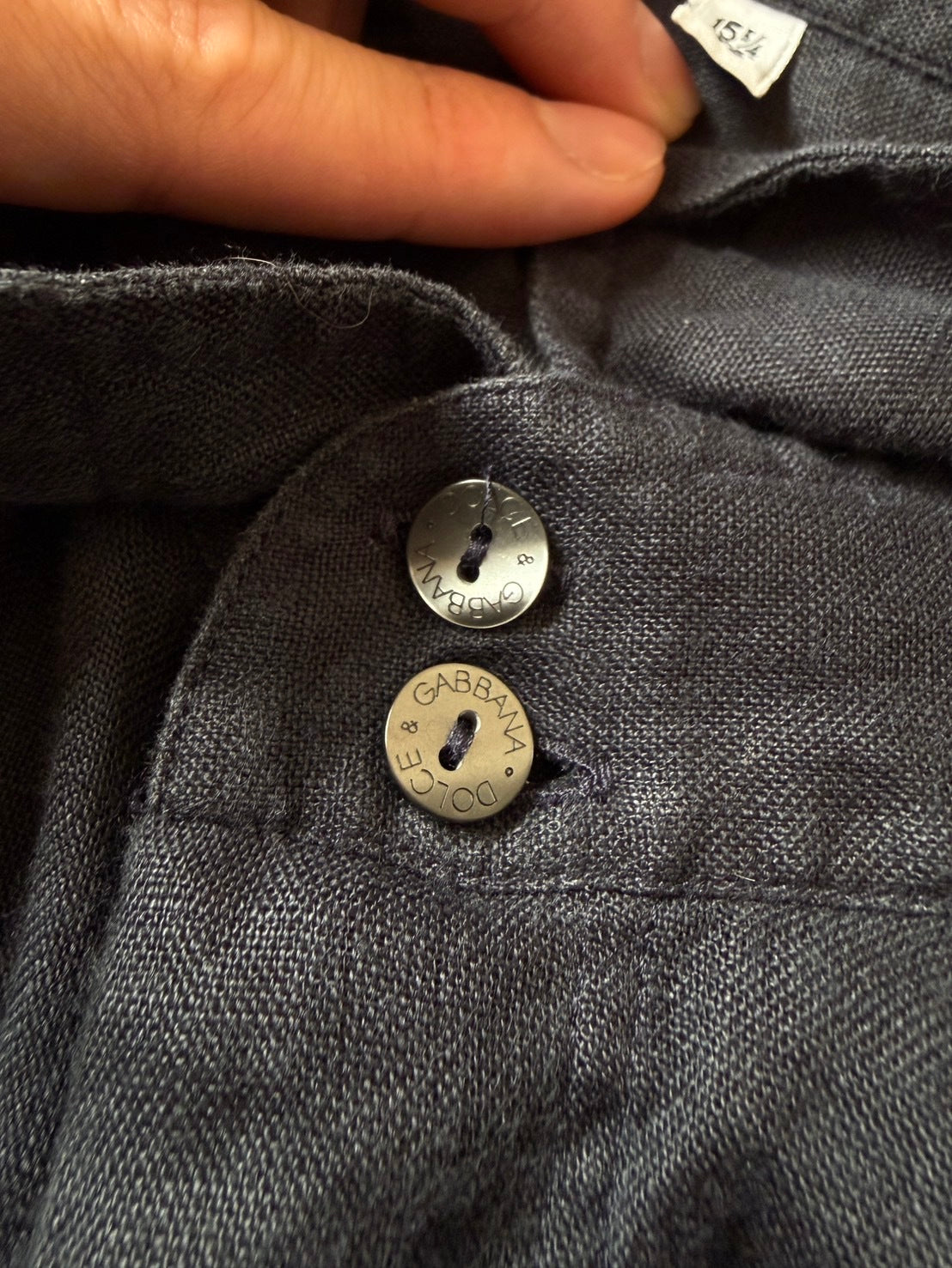 DOLCE & GABBANA 00s Linen Fly Front Shirt Navy Size 40