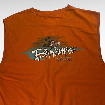 Harley Davidson 00s Sleeveless T-Shirt Orange Size L
