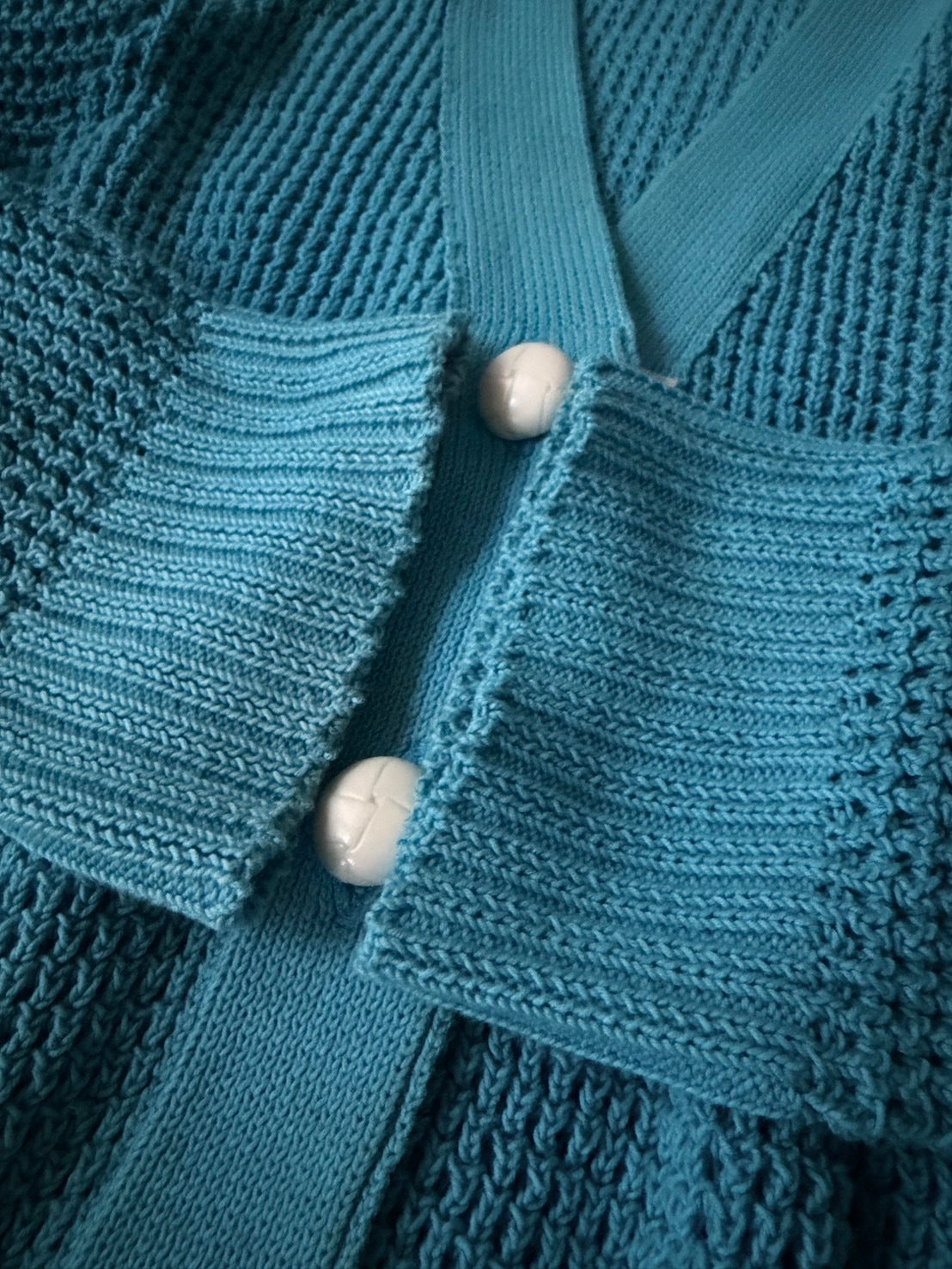 sacai luck SS14 Waffle Cardigan Drawstring Hem Blue Size 2