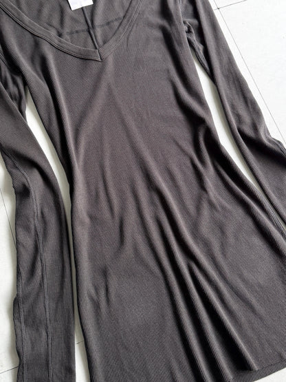 addaptation Ribbed Deep V-Neck Long Sleeve