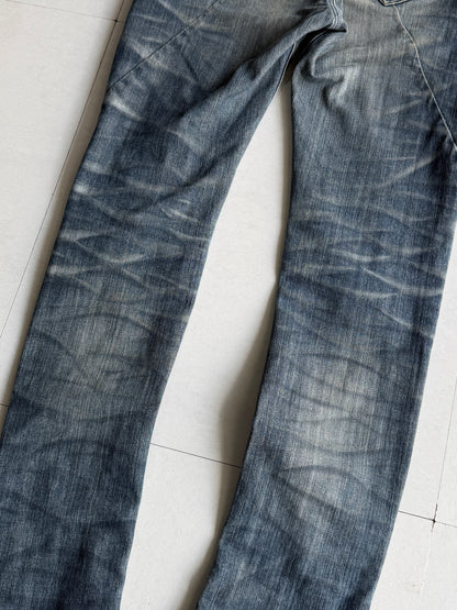 Johnny Wolf Faded Zip Flare Denim Size 2