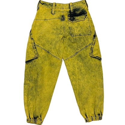 MARQUES ALMEIDA AW20 Acid Washed Cotton Pants Yellow Size S
