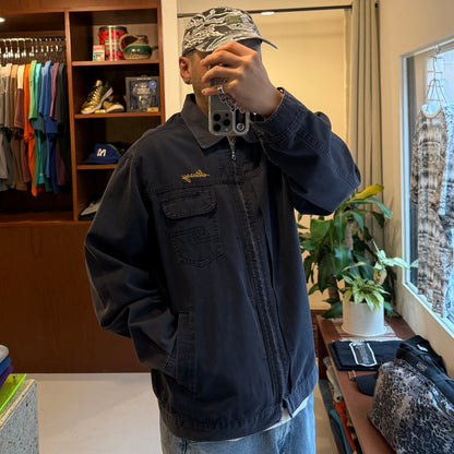 STUSSY 00s USA Made Faded Cotton Work Jacket Navy Size XL