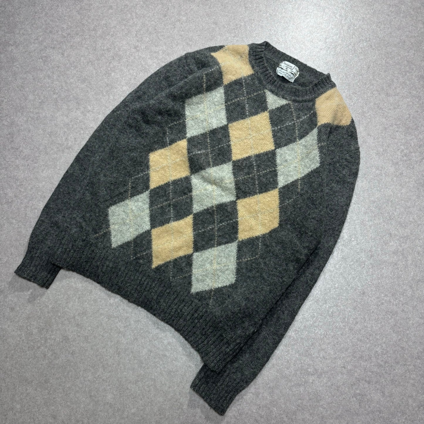 Dior Argyle Pattern Knit Multi Size L