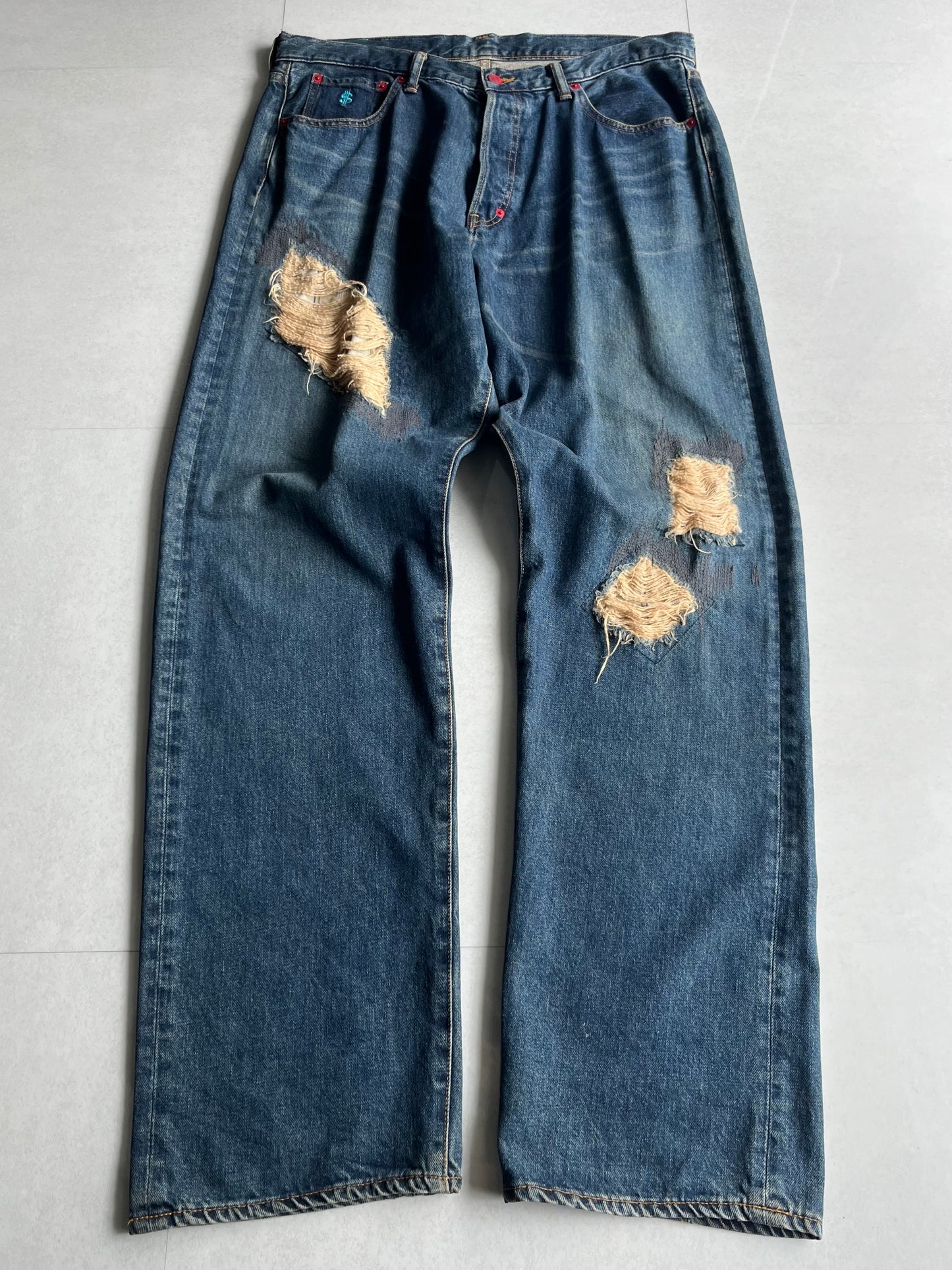 Swagger Wide-Leg Blue Jeans Size 40