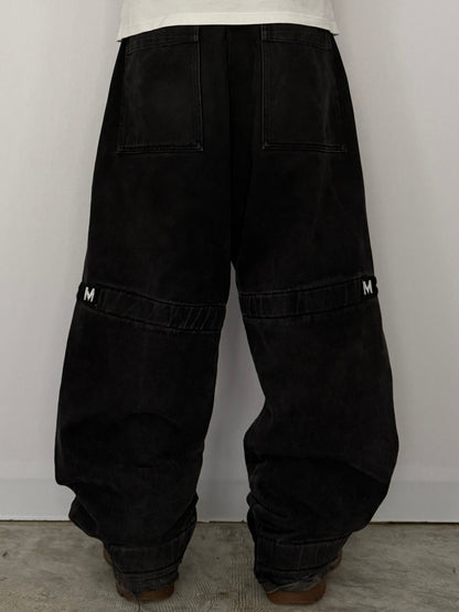 Marithe + Francois Girbaud Black Wide Denim Jeans Size 40
