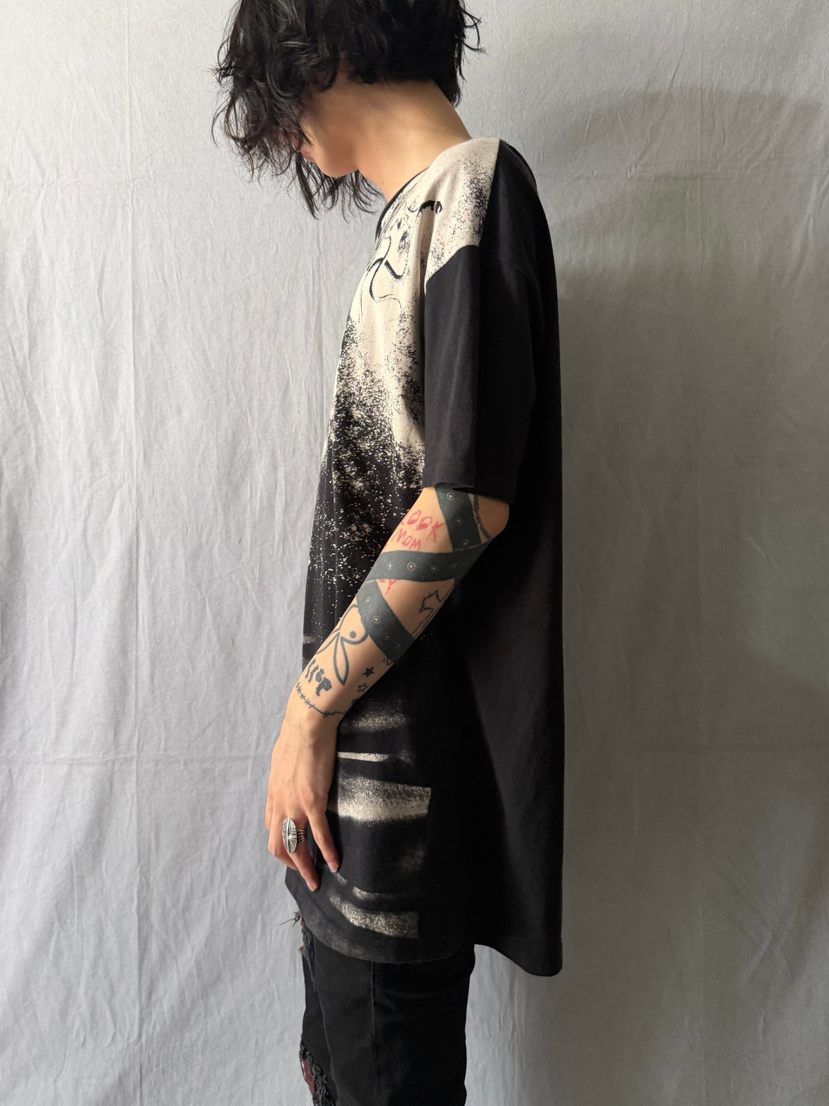 NO ID. BLACK Graveyard Raven Cotton T-Shirt Size ONE