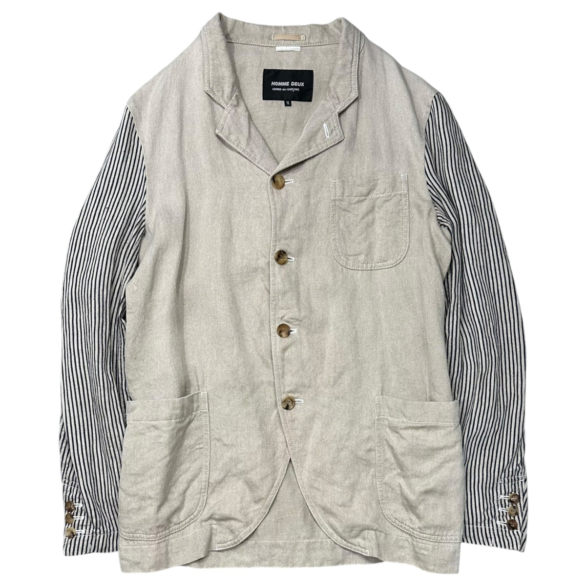 COMME des GARCONS HOMME DEUX 2013 Linen w/ Stripes Jacket Size M