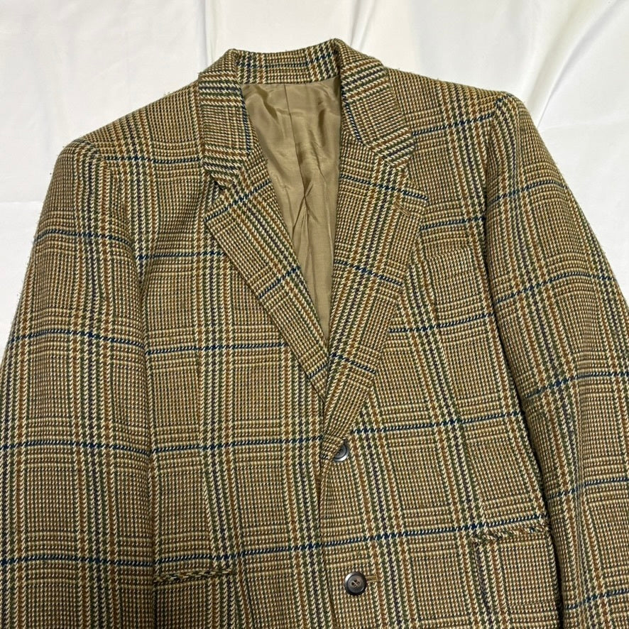 BIGI 80s/90s Brown Wool Houndstooth Tailored Jacket