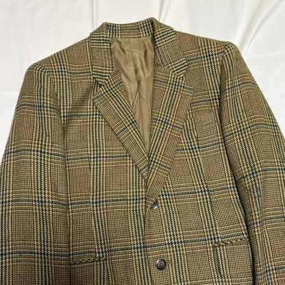 BIGI 80s/90s Brown Wool Houndstooth Tailored Jacket