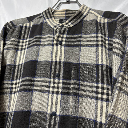 ISSEY MIYAKE 90s Cotton Check Band Collar Shirt Size L