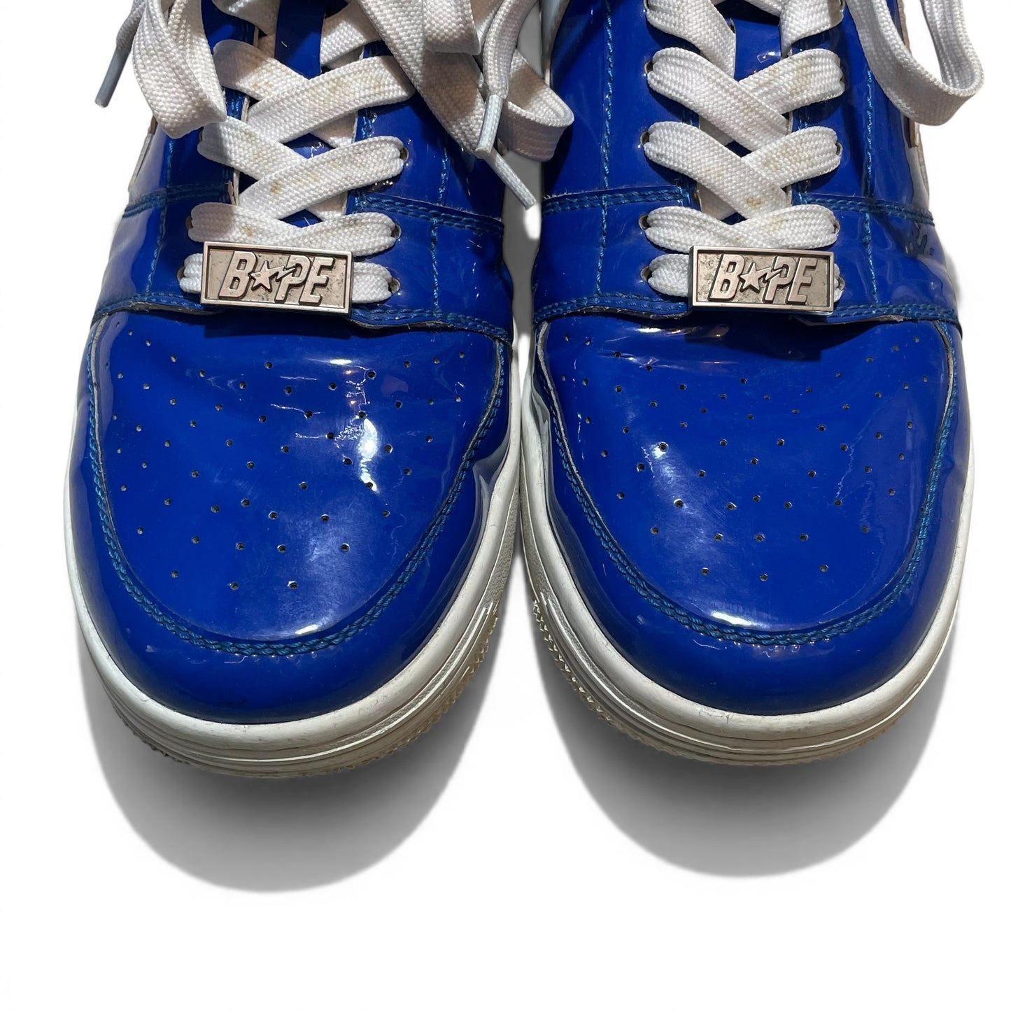 Japanese Brand BAPESTA Blue Patent Sneakers Size 8.5