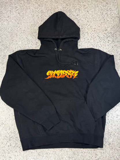 Stussy Fire Hoodie Black Size XL