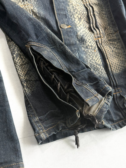 TORNADO MART Python Texture Flare Denim Jacket Size M