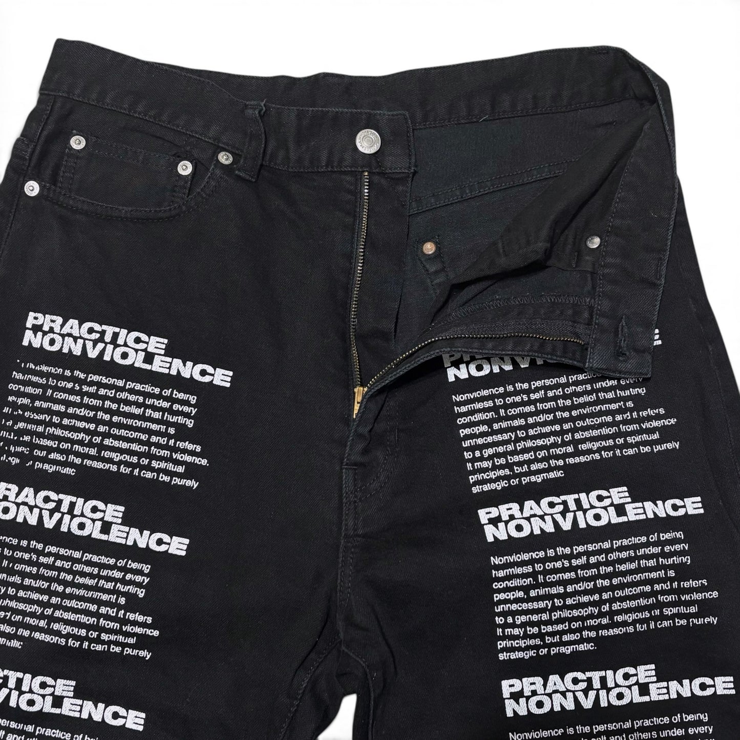 Vintage MISTERGENTLEMAN Black Cotton Graphic Pants Size 32