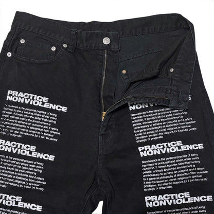 Vintage MISTERGENTLEMAN Black Cotton Graphic Pants Size 32