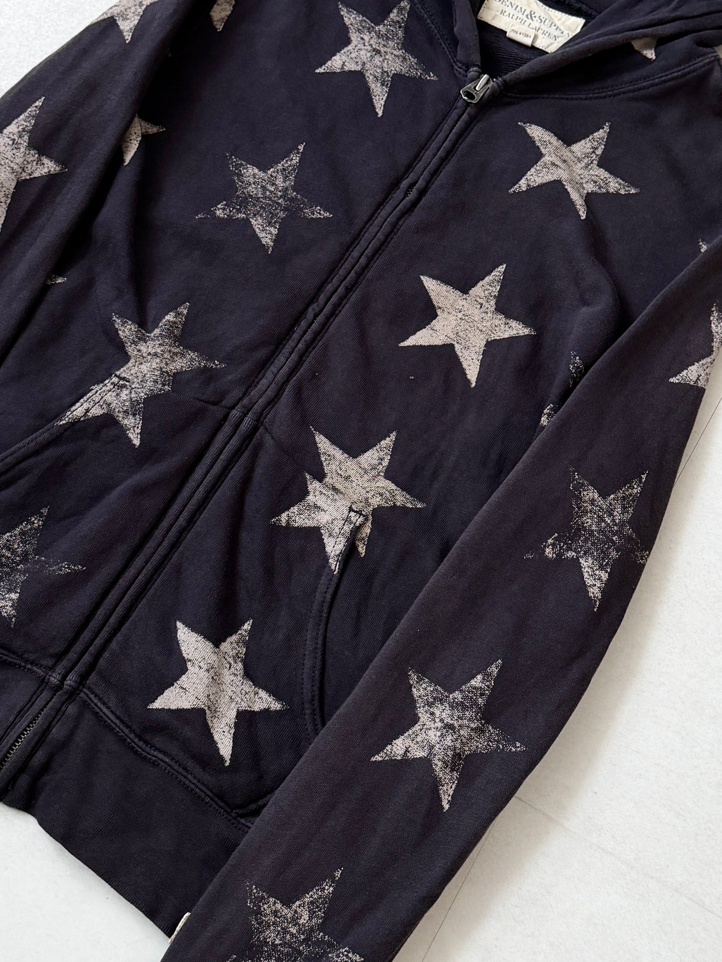Denim&Supply Star Design Cotton Zip Hoodie Size S
