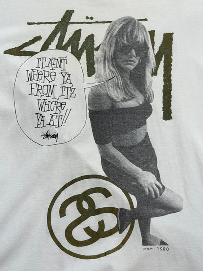STUSSY "LAURA TAIN'T WHERE YA FROM" T-Shirt White Size L