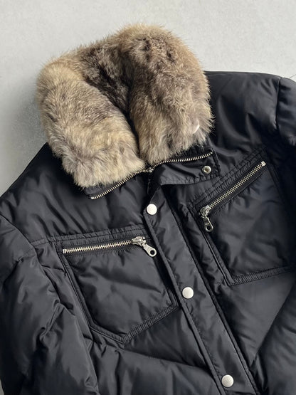 Vintage HAMNETT Black Rabbit Fur Down Jacket Size L