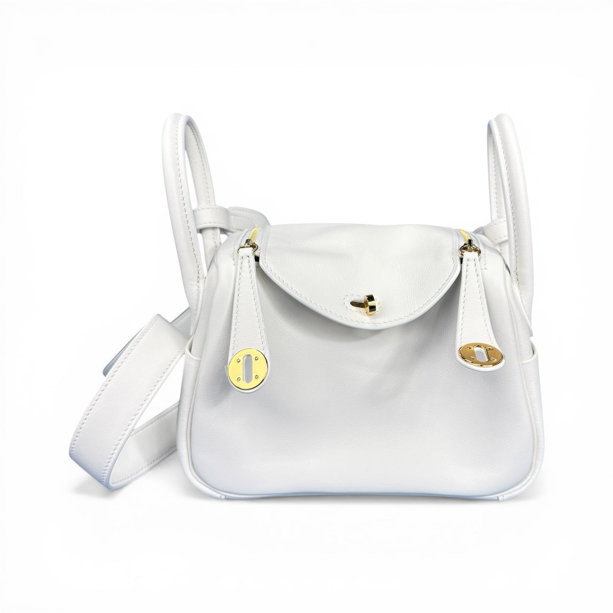 HERMES 2024 Lindy Mini New White Gold Hardware Bag