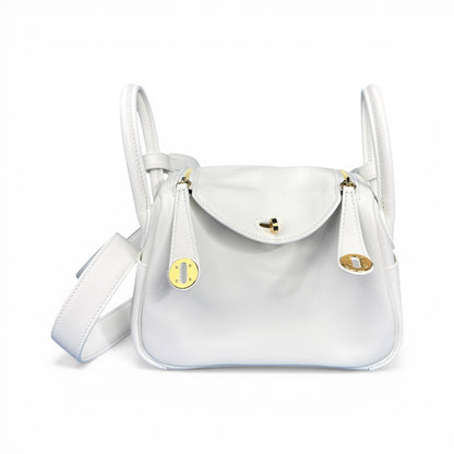 HERMES 2024 Lindy Mini New White Gold Hardware Bag