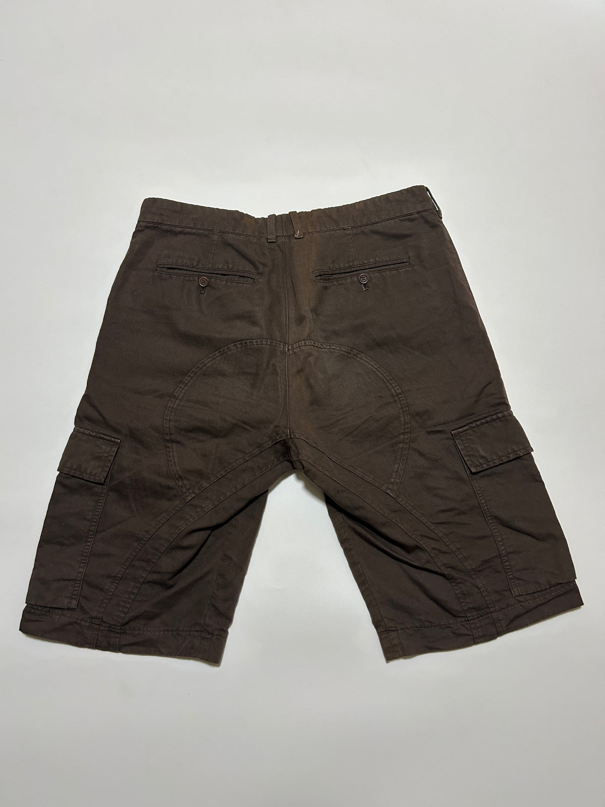 NEIL BARRETT 2000s Cotton Linen Cargo Shorts Brown Size 48