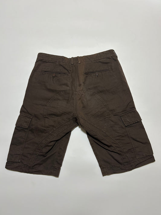 NEIL BARRETT 2000s Cotton Linen Cargo Shorts Brown Size 48