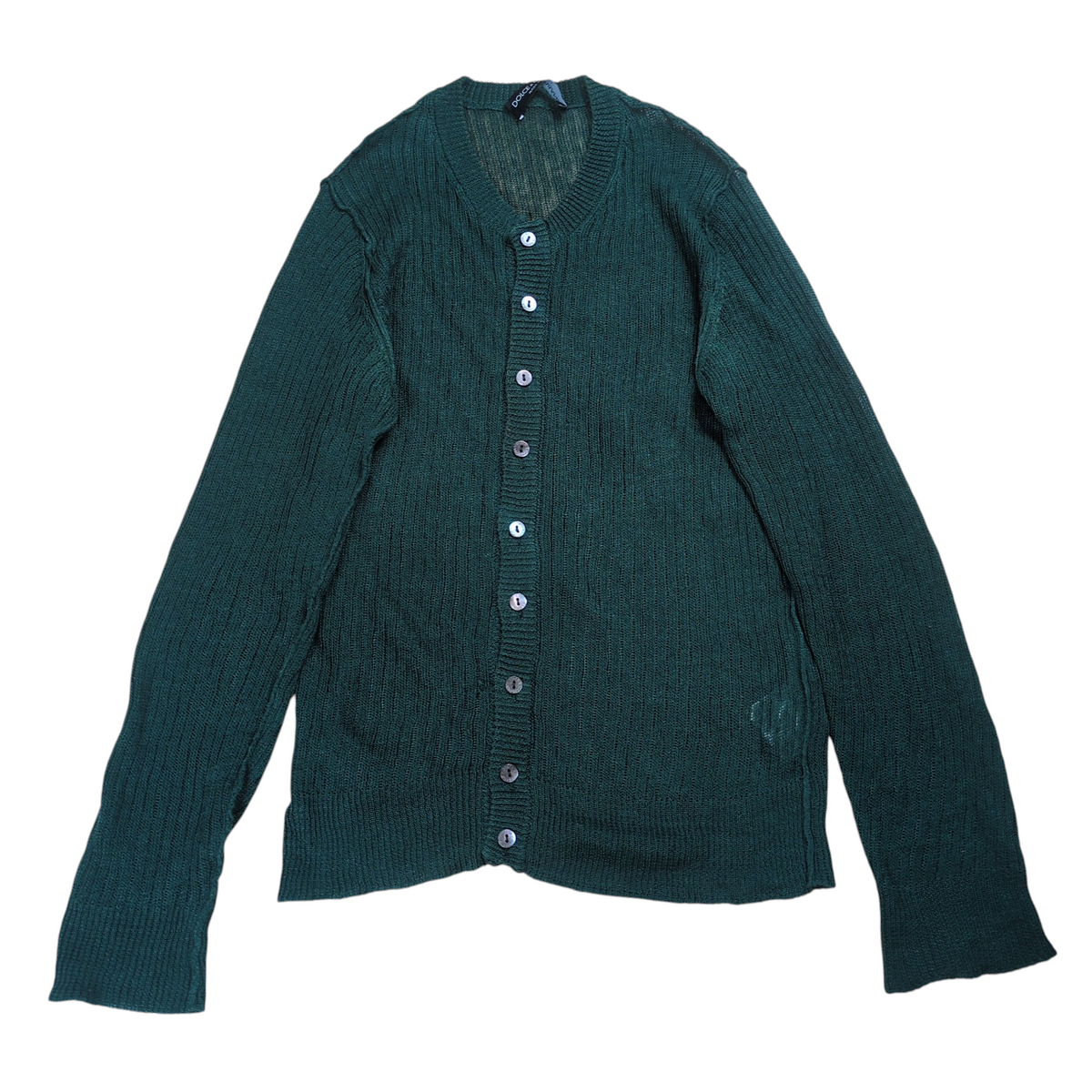 DOLCE&GABBANA Green Button Down Linen Cardigan Size 44