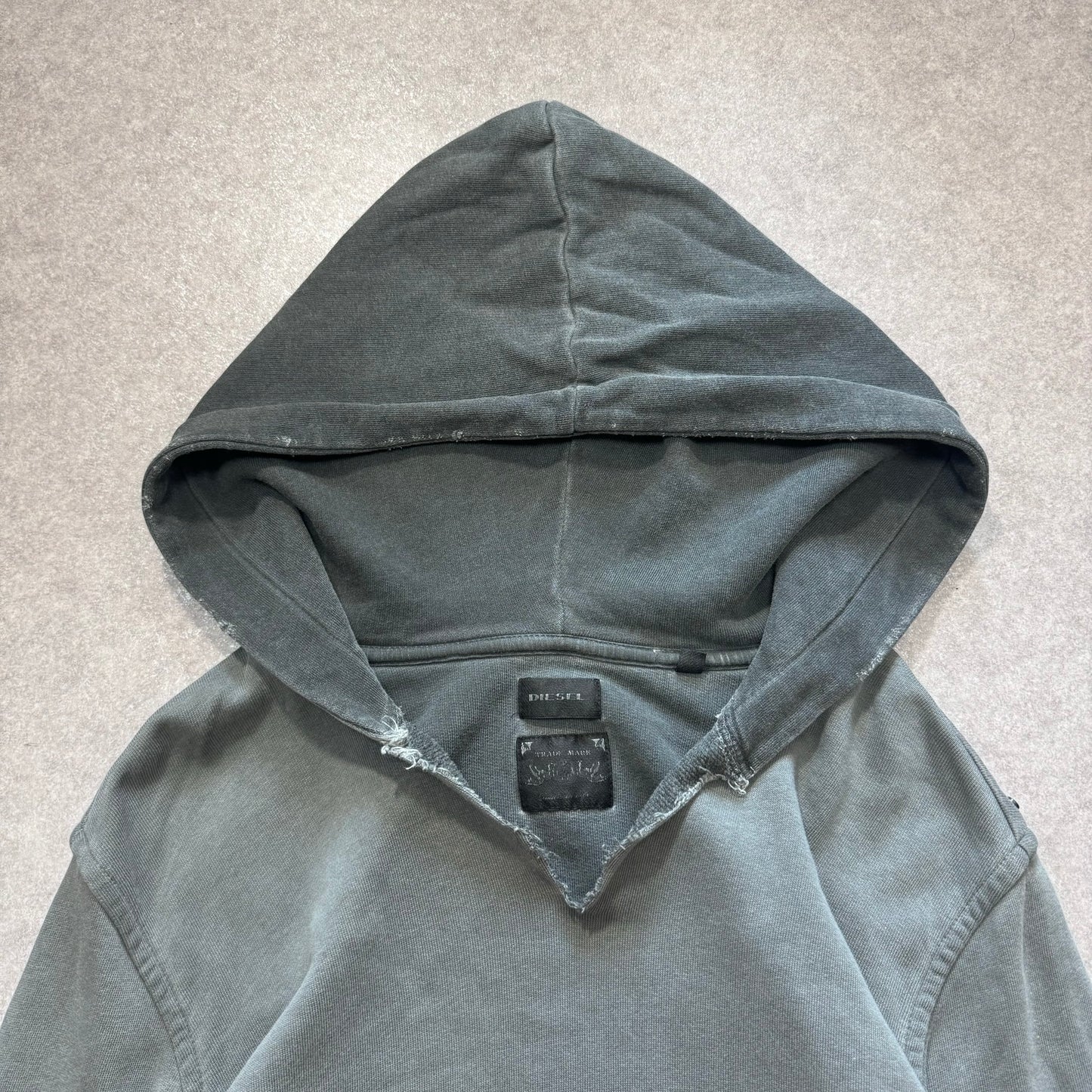 Diesel 00s Gray Fade Design Hoodie Size M