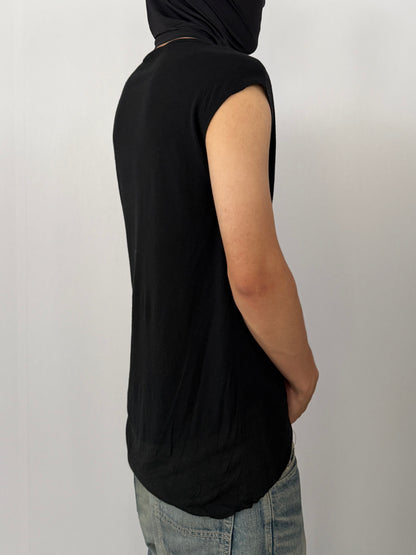 Helmut Lang Black Cotton Rayon Asymmetric Tank Top Size P