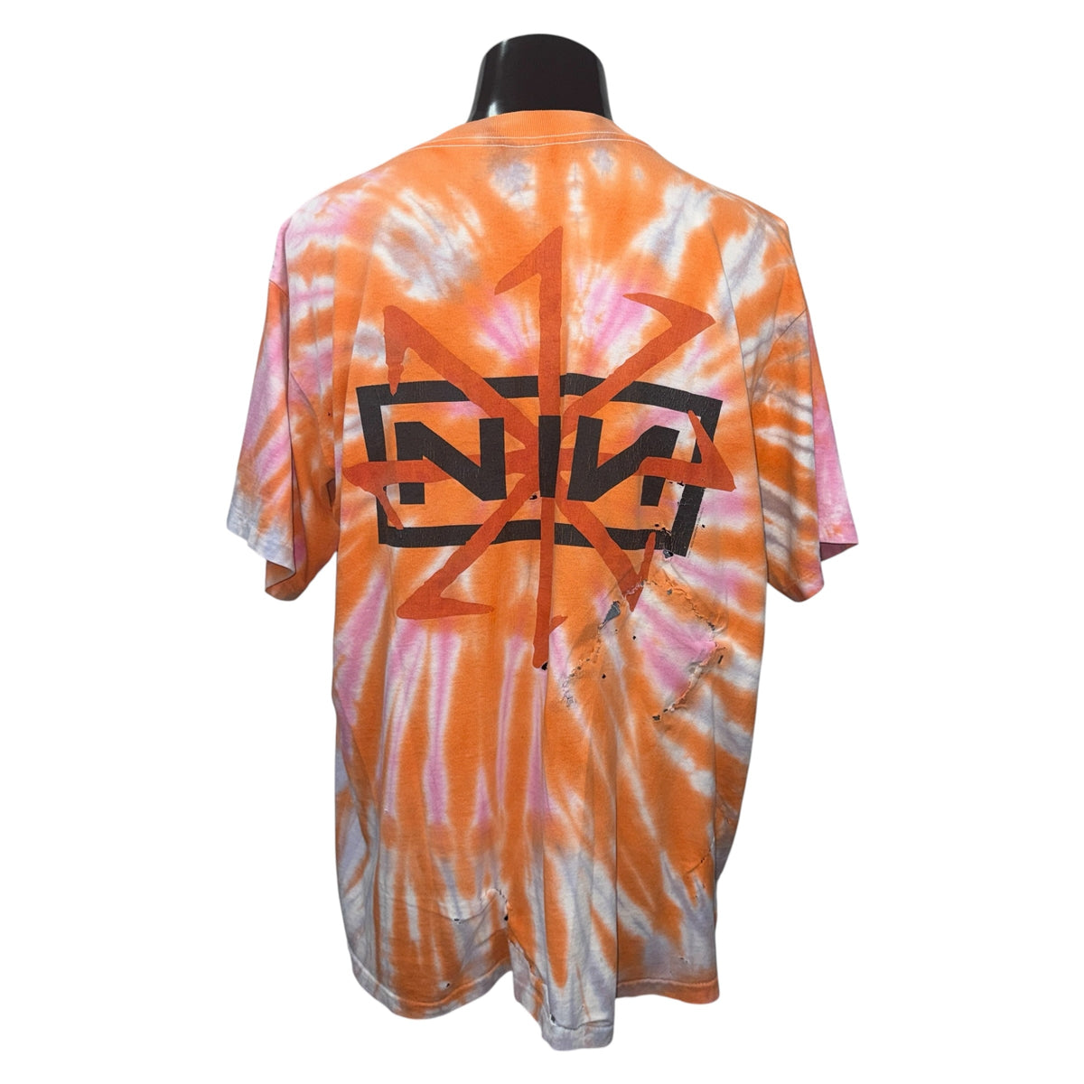 NINE INCH NAILS 90s Spiral Tie-Dye Creature T-Shirt Size XL
