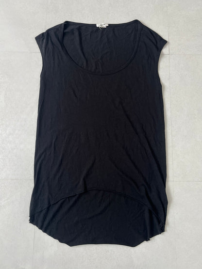 Helmut Lang Black Cotton Rayon Asymmetric Tank Top Size P
