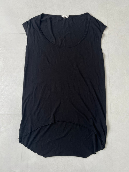 Helmut Lang Black Cotton Rayon Asymmetric Tank Top Size P