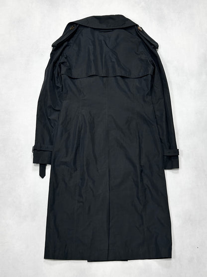 Jean Paul Gaultier 90s Black Waist Shape Trench Coat Size 40