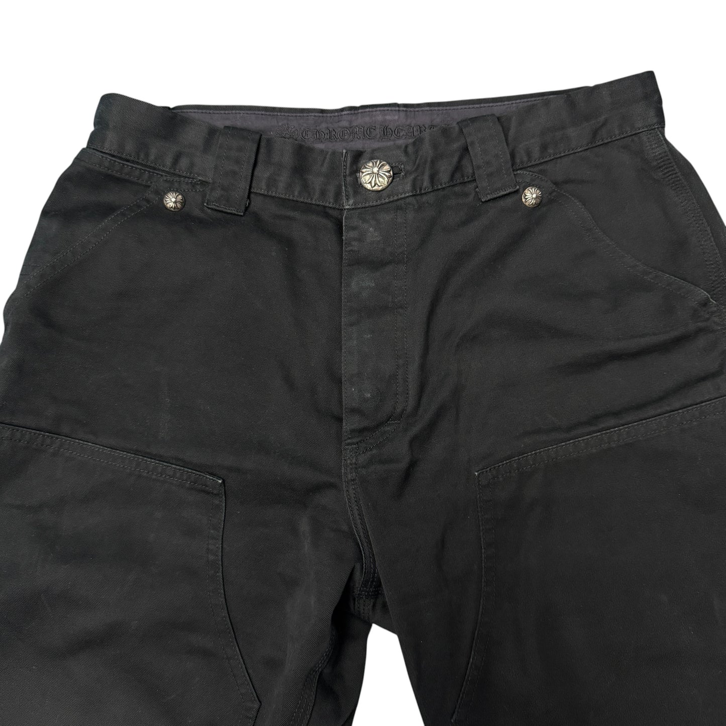 CHROME HEARTS Black Silver 925 Double Work Pants Size 32