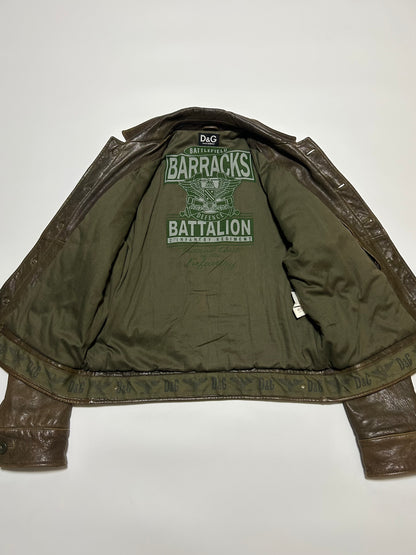 Dolce & Gabbana D&G 2000s Leather Trucker Jacket Dark