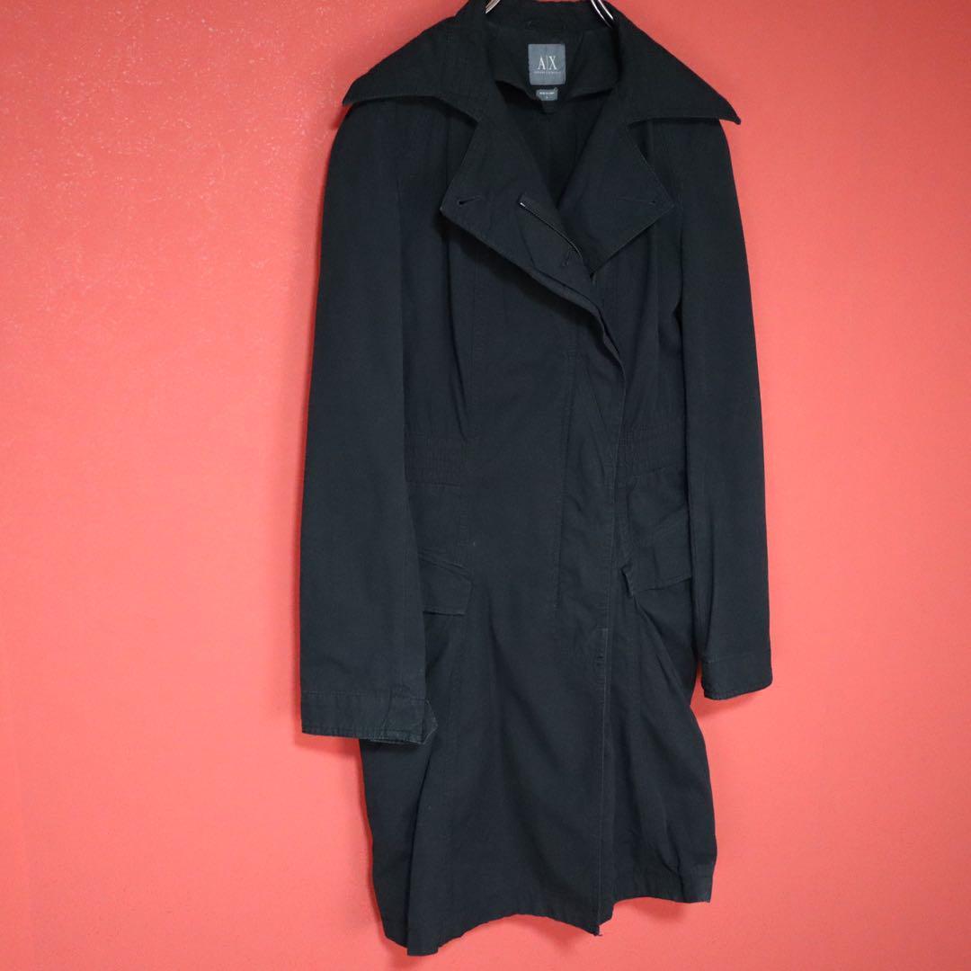 Armani Exchange Zip Design Long Coat Black Size S