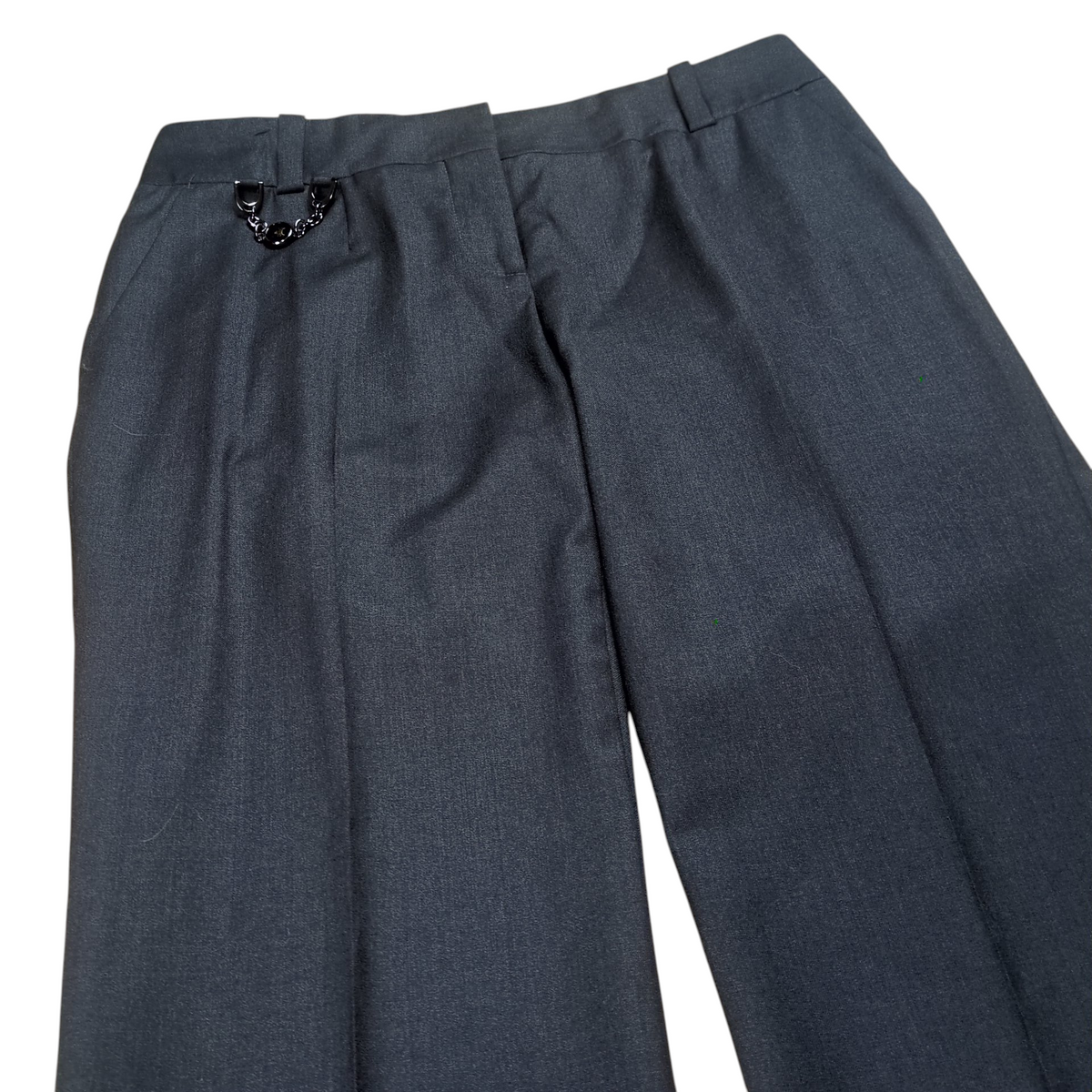 Celine Triomphe Chain Center Press Wool Slacks Gray Size 38