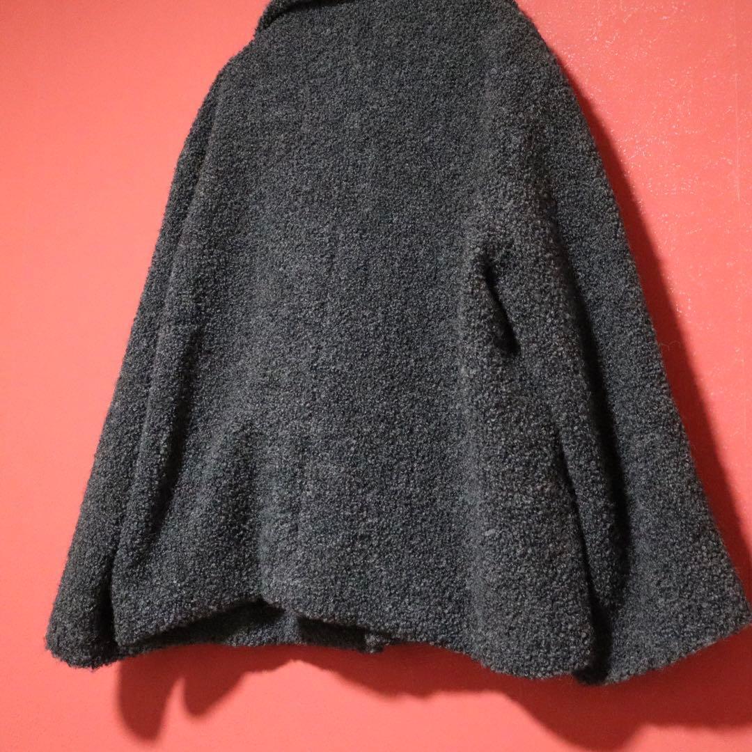 Yohji Yamamoto Gray Wool Nylon Pile Design Coat Size FREE