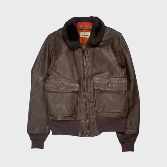 US.NAVY 70s G-1 Real Leather Jacket Brown Size 40
