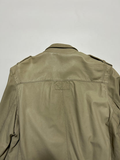 NEIL BARRETT 2000s Leather Biker Jacket Ivory Size S