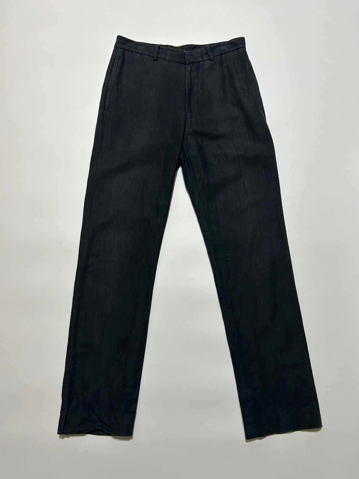 DKNY TROUSERS 2000s Black Linen Cotton