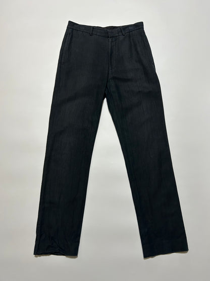 DKNY TROUSERS 2000s Black Linen Cotton