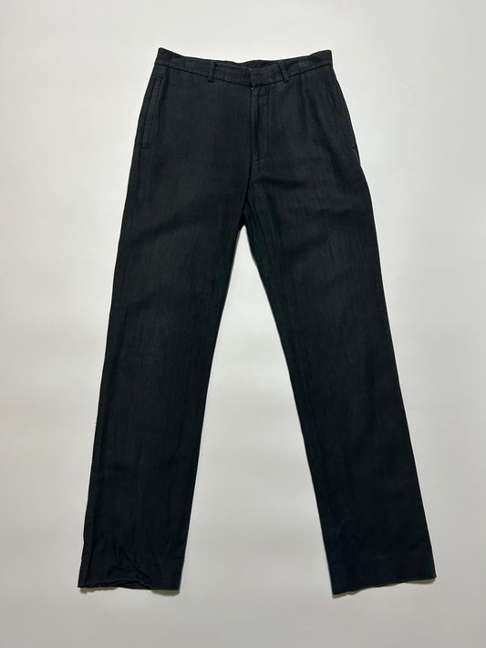 DKNY TROUSERS 2000s Black Linen Cotton
