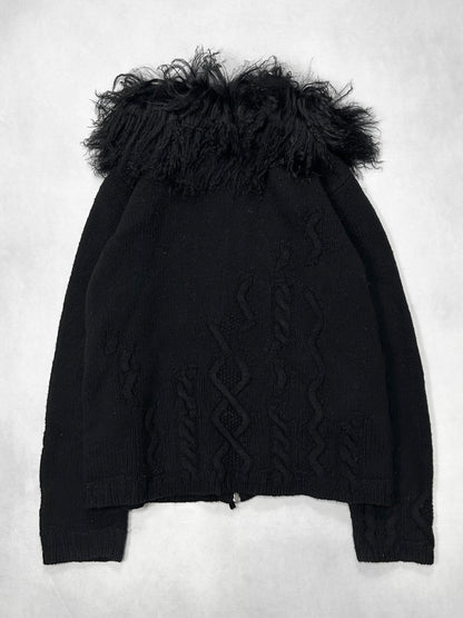 Jean Paul GAULTIER HOMME Fur Collar Zip Knit Size 50