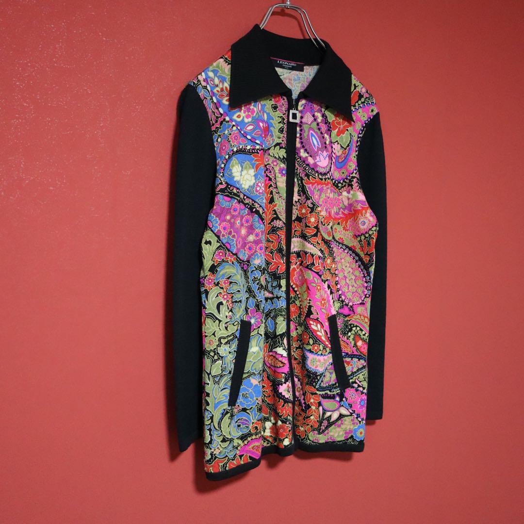 Vintage LEONARD Silk Blend Paisley Panel Knit Jacket Size M