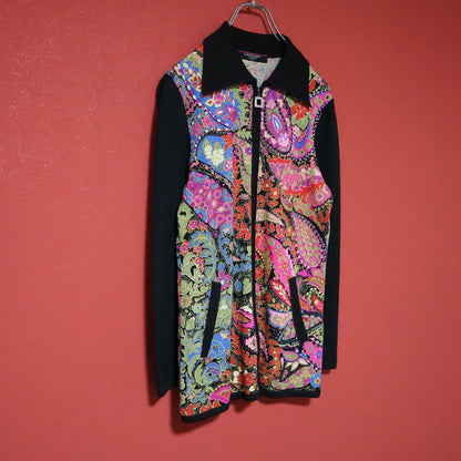 Vintage LEONARD Silk Blend Paisley Panel Knit Jacket Size M
