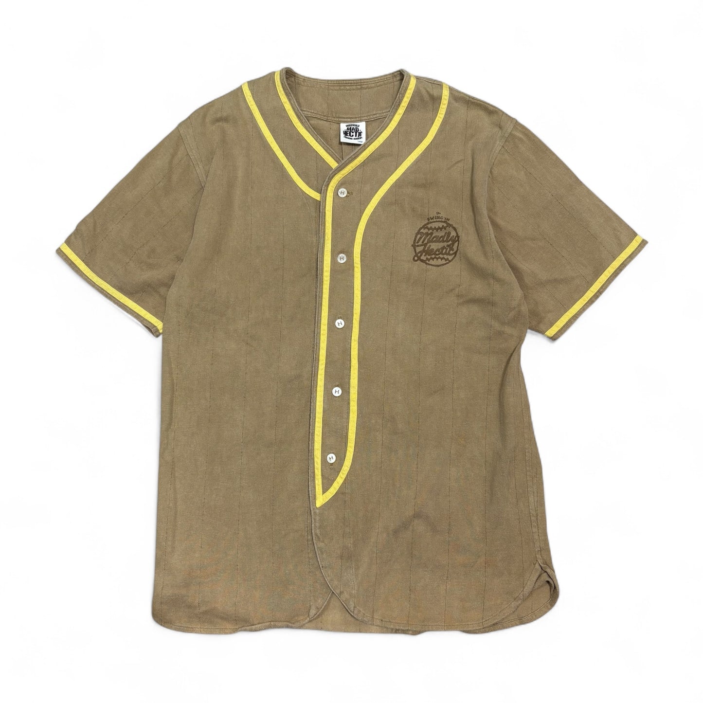 Vintage 00s Madhectic Green Terry Baseball Shirt Size LARGE